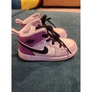 Nike Air Jordan 1 Toddler Shoes White Purple Black Size 8C